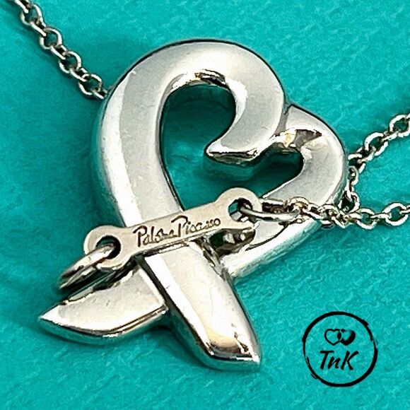 Tiffany & Co Paloma Picasso Loving Heart Pendant Necklace - Silver - 16” - Picture 3 of 14